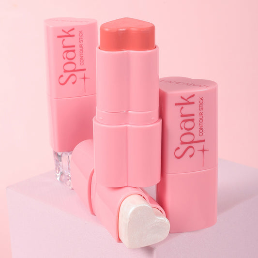 Heart Blush & Highlighter Stick | 3-in-1 Face Brightening & Contour Makeup Stick