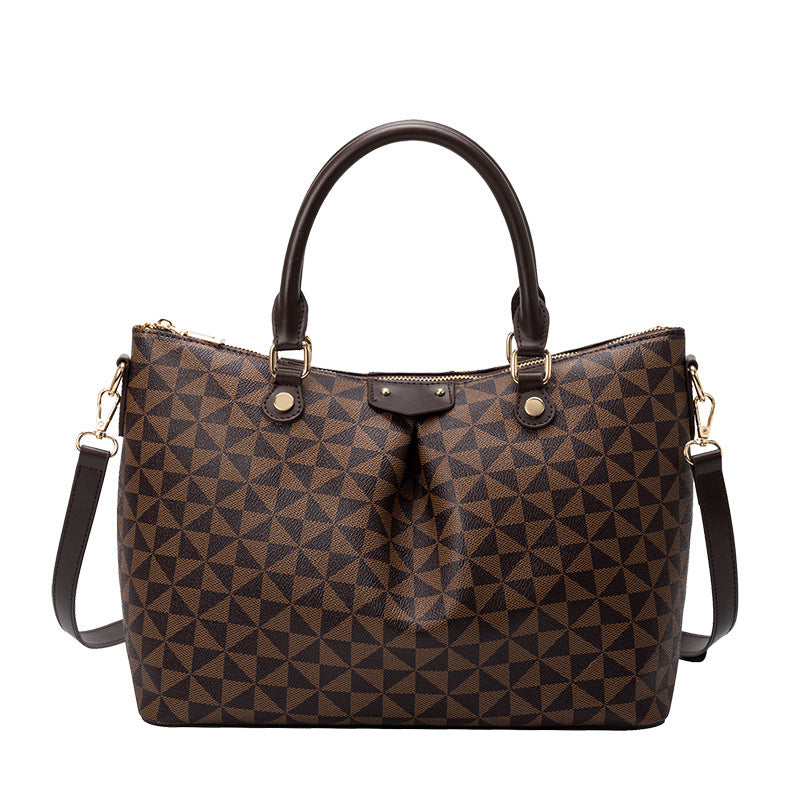 Retro Luxe Printed Tote Bag – Elegant Large-Capacity Handbag for Stylish Women