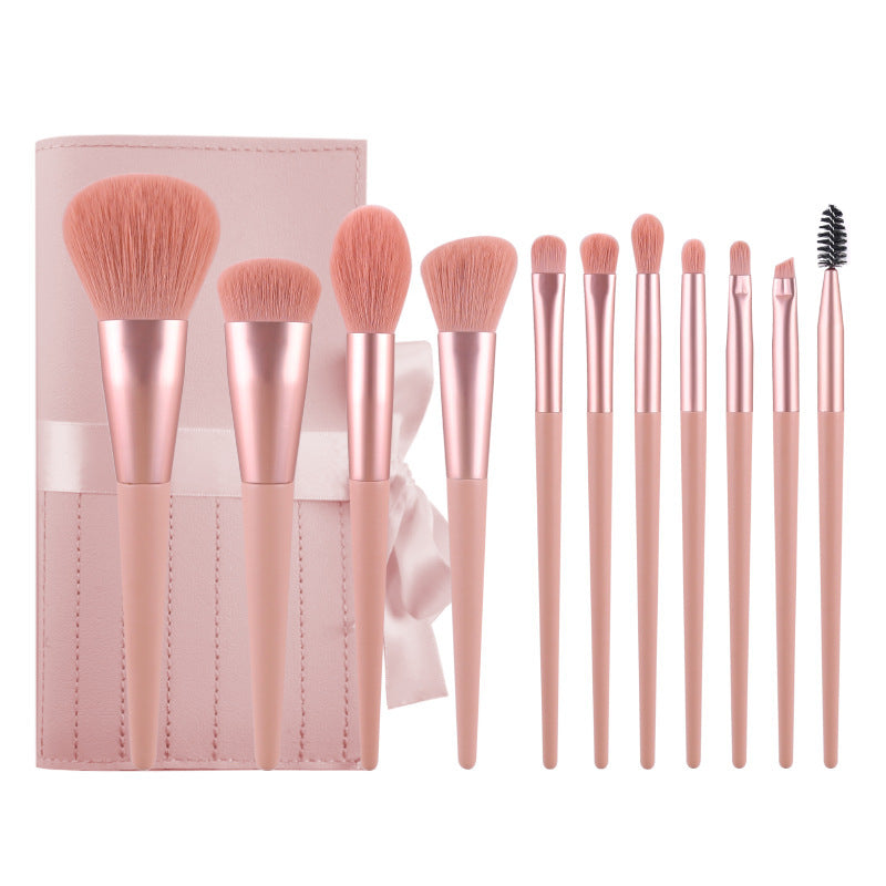 BlushBloom™ 10-Piece Soft Pink Makeup Brush Set – Perfect for Foundation, Contour & Eyeshadow