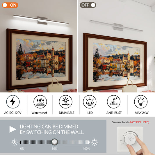 Modern LED Vanity Light – 39 Chrome Finish Bathroom Mirror Lamp | Daylight White Luxury Wall Light Fixture