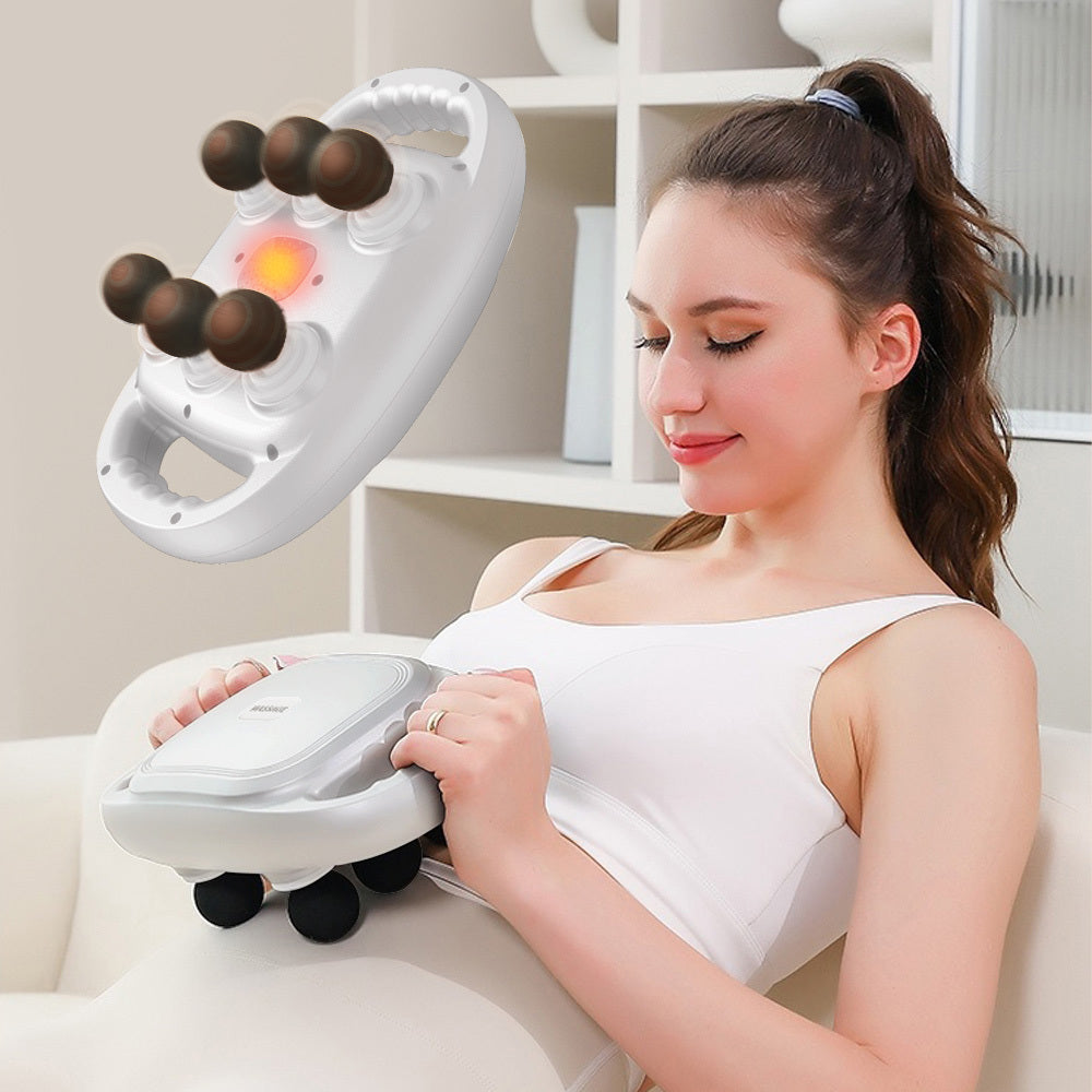6-Head Smart Heated Massager – Deep Tissue Relaxation, Adjustable Intensity & Pain Relief for Neck, Shoulder & Back