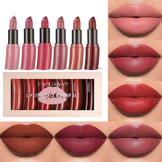 VeluLuxe™ 6-in-1 Velvet Matte Lipstick Set – Long-Lasting Glam Collection