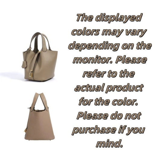 AURORA™ Luxe PU Leather Bucket Bag – Minimalist Tote with Charm Accent