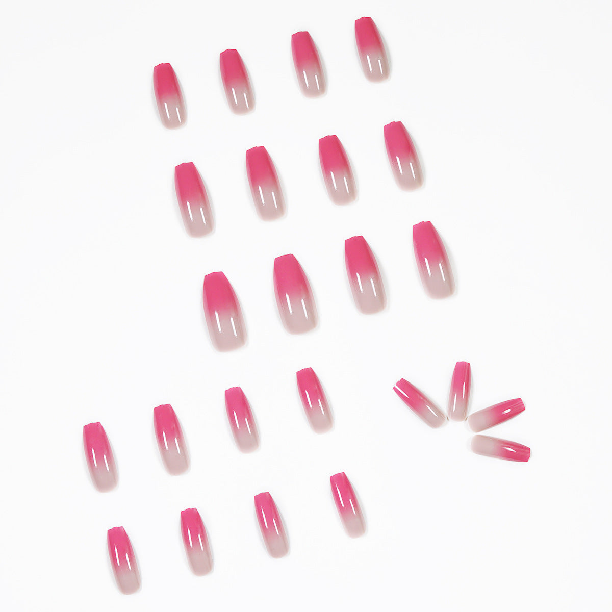 Berry Gradient Long Ballet Press-On Nails – Soft Pink Ombre Nail Set