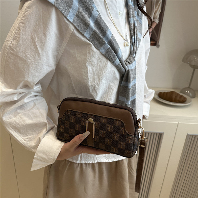 Elegant Checkered Crossbody Bag for Women – Small Shoulder Purse for Daily Use