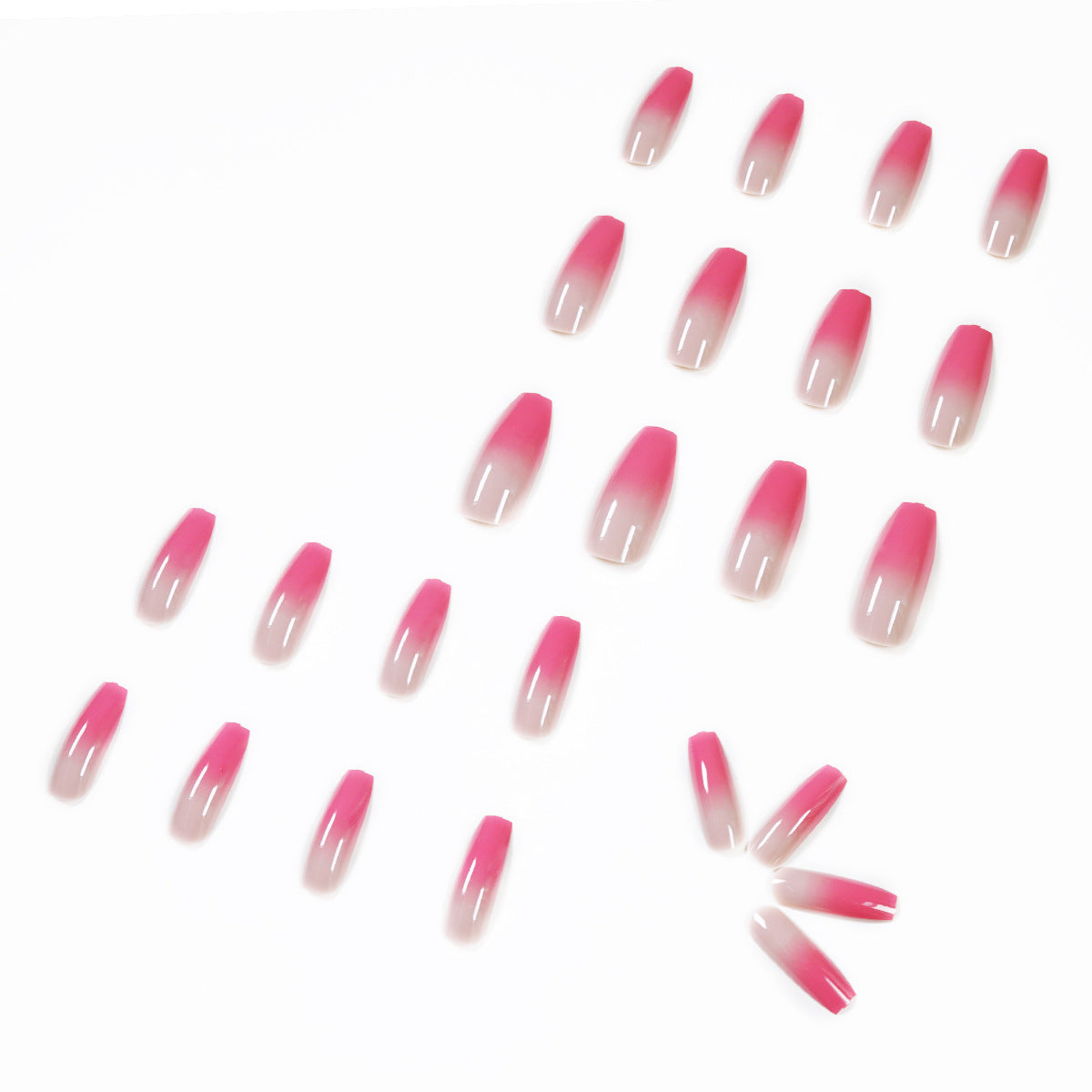 Berry Gradient Long Ballet Press-On Nails – Soft Pink Ombre Nail Set