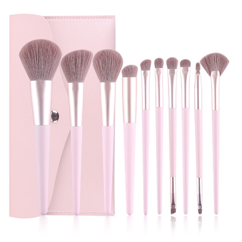 BlushBloom™ 10-Piece Soft Pink Makeup Brush Set – Perfect for Foundation, Contour & Eyeshadow