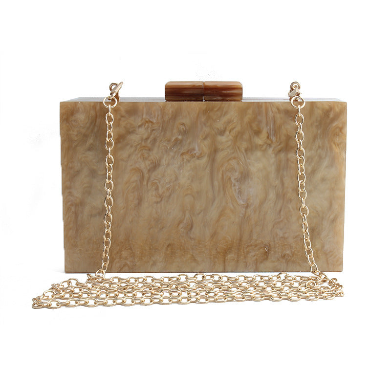 Trendy Marble Acrylic Clutch Bag for Women – Elegant Evening Purse with Gold Chain | Luxury Party Handbag 2025