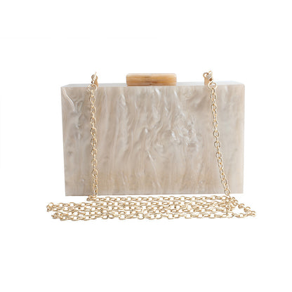 Trendy Marble Acrylic Clutch Bag for Women – Elegant Evening Purse with Gold Chain | Luxury Party Handbag 2025