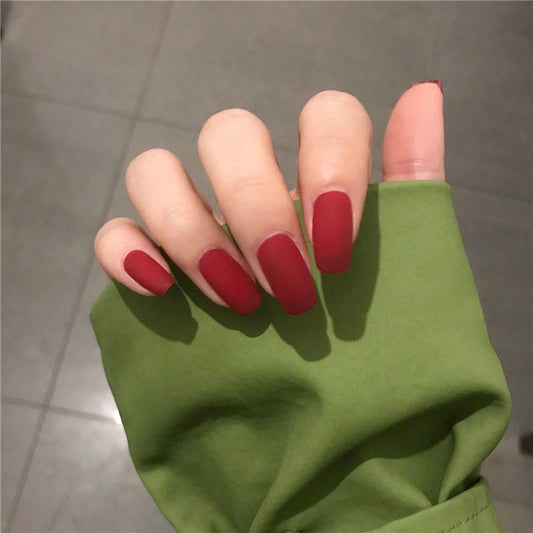 Classic Velvet Red Press-On Nails – Luxury Matte Finish False Nails with Glue