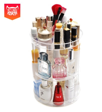 360° Rotating Diamond Wave Makeup Organizer – Elegant Cosmetic Storage Box with Drawers