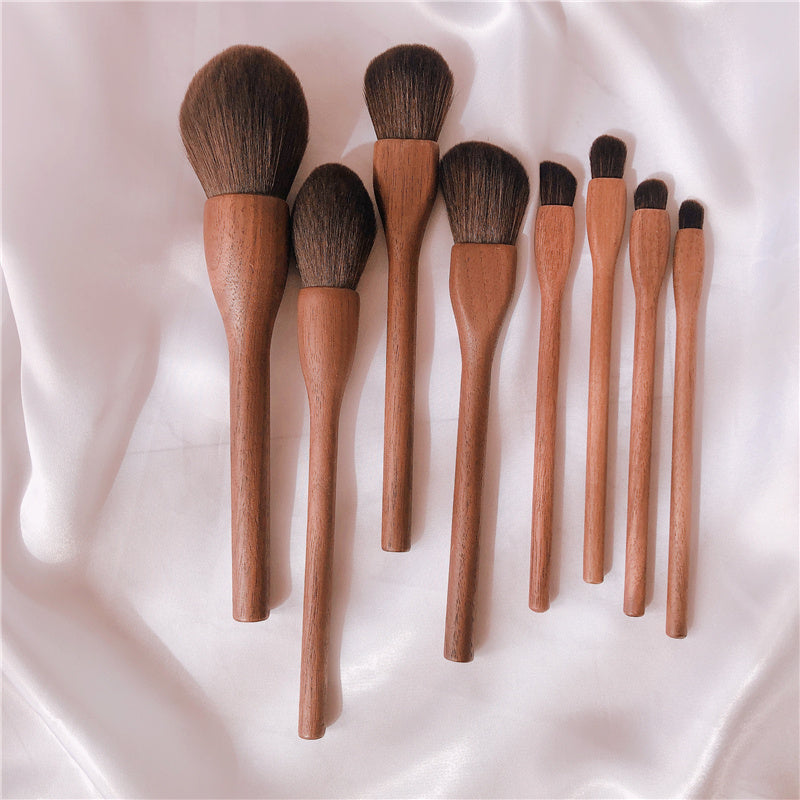 Elysian™ 10-Piece Natural Wood Handle Makeup Brush Set – Handcrafted Elegance for Effortless Beauty
