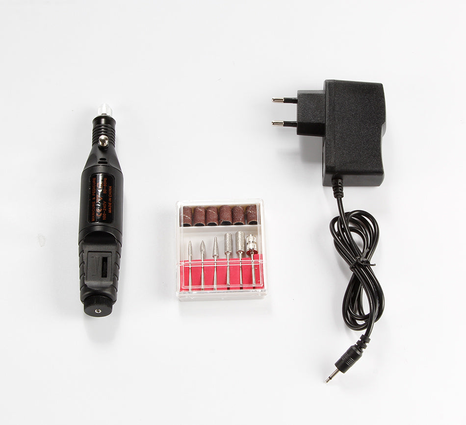 Mini Electric Nail Drill Pen – Portable USB Nail Polisher Kit with 6 Drill Bits for Manicure & Pedicure