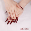 Long Almond Press-On Nails – Glossy Solid Color False Nail Set for Salon Look
