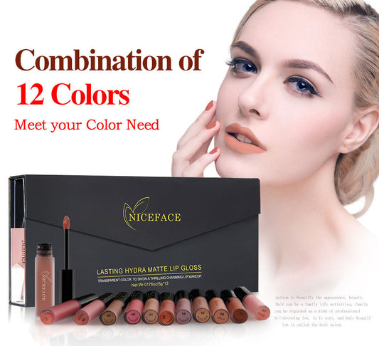 12 Color Matte Lip Gloss Set  | Long-Lasting Waterproof Lipsticks for All Skin Tones