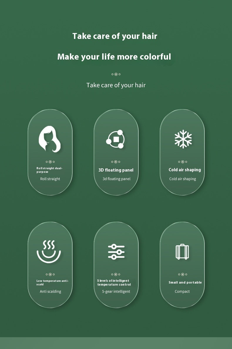 2-in-1 Avocado Green Hair Curler & Straightener – Fast Heating Ceramic Styler for Effortless Curls & Sleek Hair