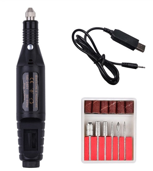 Mini Electric Nail Drill Pen – Portable USB Nail Polisher Kit with 6 Drill Bits for Manicure & Pedicure