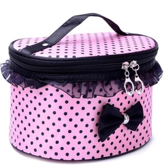 Cute Bowknot Makeup Organizer Bag – Portable Travel Cosmetic Case for Skincare & Beauty Essentials