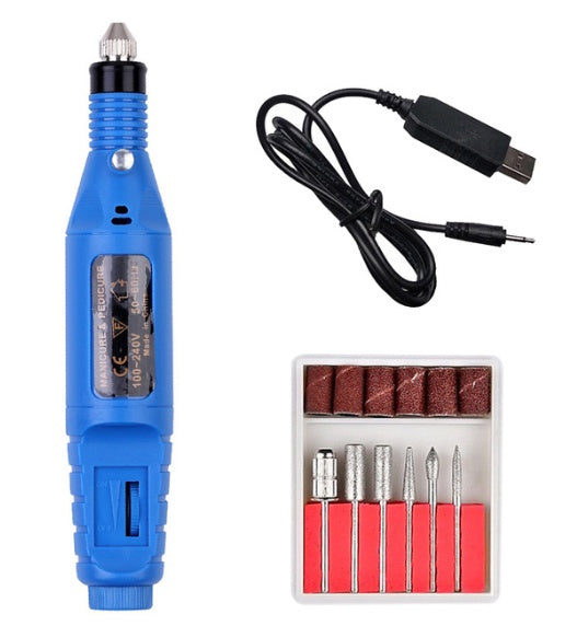 Mini Electric Nail Drill Pen – Portable USB Nail Polisher Kit with 6 Drill Bits for Manicure & Pedicure
