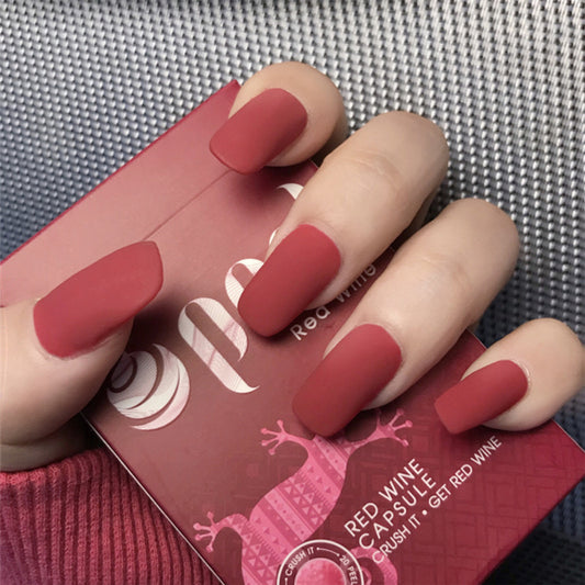Classic Velvet Red Press-On Nails – Luxury Matte Finish False Nails with Glue