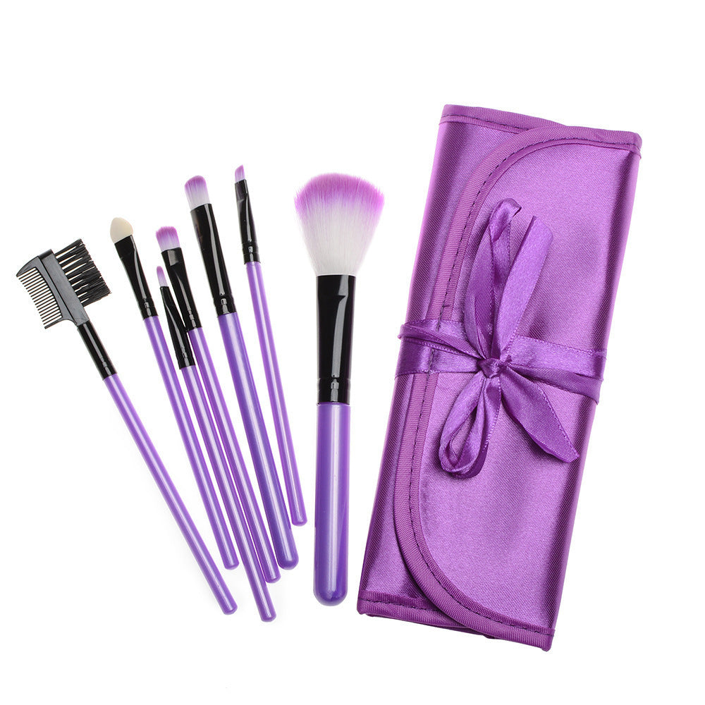 BloomRibbon™ 7-Piece Portable Makeup Brush Set with Satin Carry Pouch