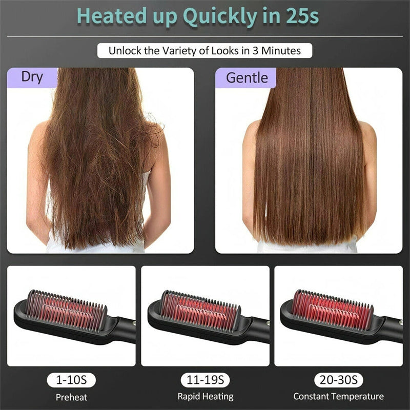 GlamStyler™ 2-in-1 Ionic Hair Straightener & Curler Brush – Salon-Grade Smoothness Instantly!
