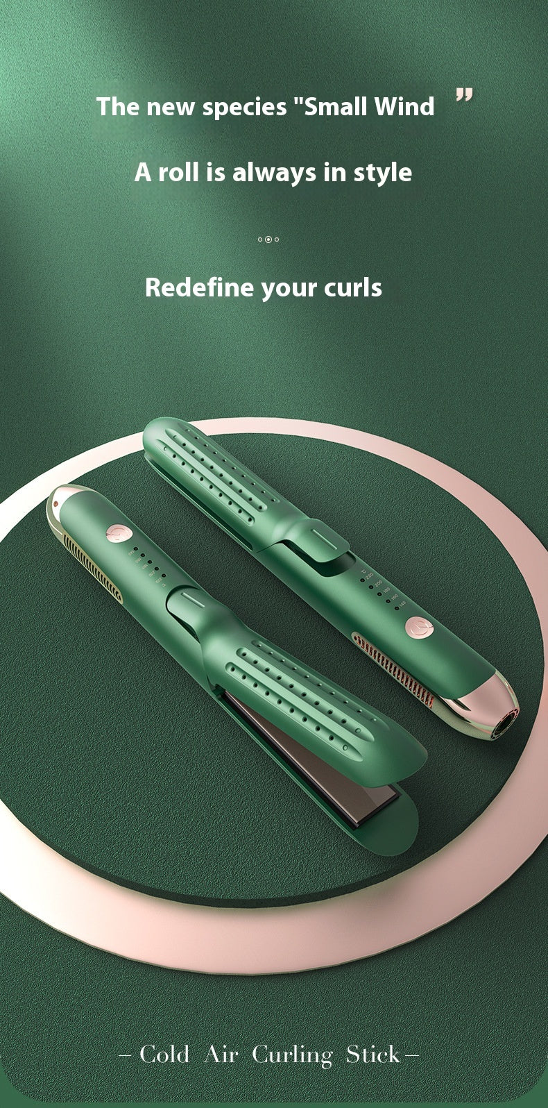 2-in-1 Avocado Green Hair Curler & Straightener – Fast Heating Ceramic Styler for Effortless Curls & Sleek Hair