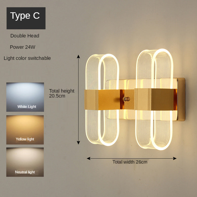 Golden Nordic LED Wall Lamp – Modern Luxury Lighting Fixture for Bedroom & Living Room