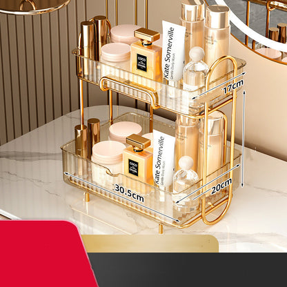 Luxury Glass Vanity Organizer – 2-Tier Bathroom & Skincare Storage Shelf