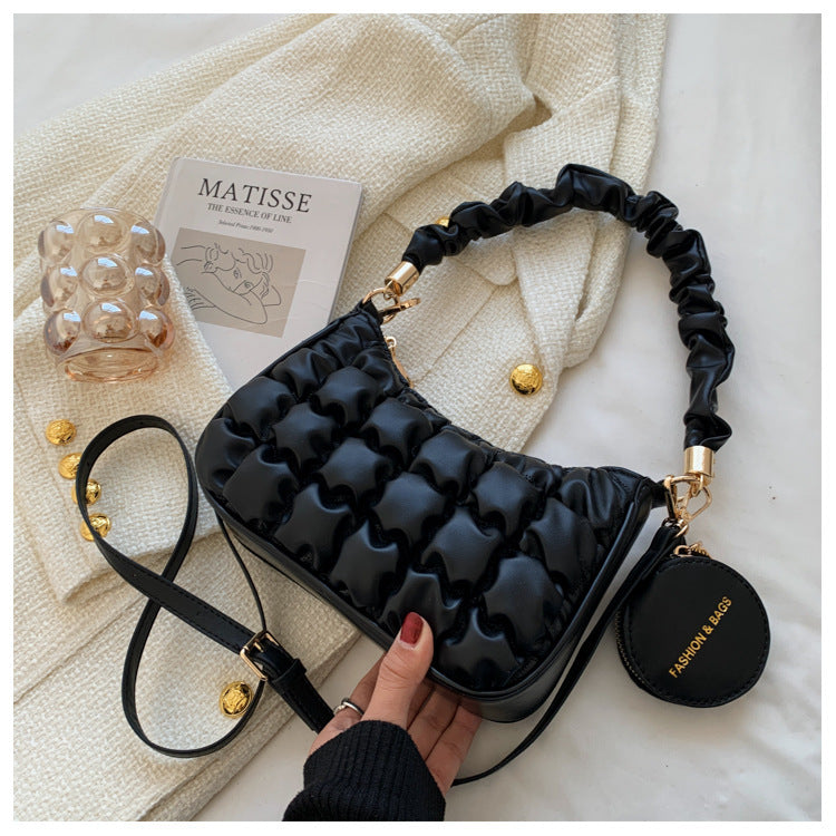 Niche Quilted Glam Shoulder Bag – Luxury PU Handbag for Trendy Queens