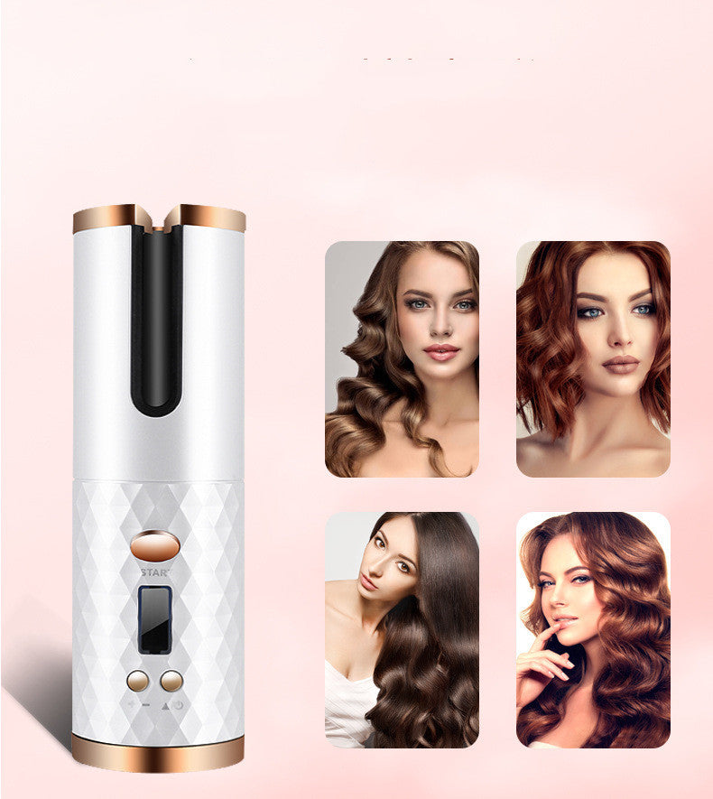 Rechargeable Automatic Hair Curler – Cordless Ceramic Rotating Curling Iron with LCD Display | Portable Hair Styler for Effortless Curls