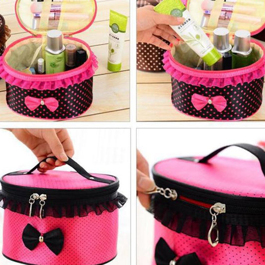 Cute Bowknot Makeup Organizer Bag – Portable Travel Cosmetic Case for Skincare & Beauty Essentials