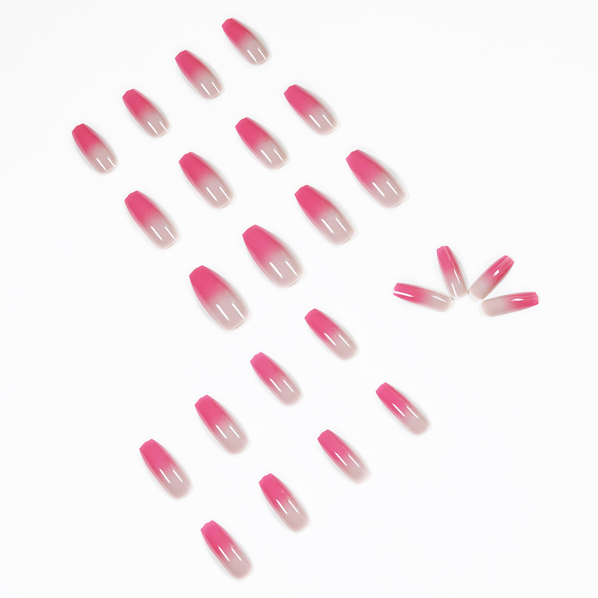 Berry Gradient Long Ballet Press-On Nails – Soft Pink Ombre Nail Set