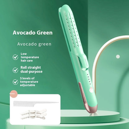 2-in-1 Avocado Green Hair Curler & Straightener – Fast Heating Ceramic Styler for Effortless Curls & Sleek Hair