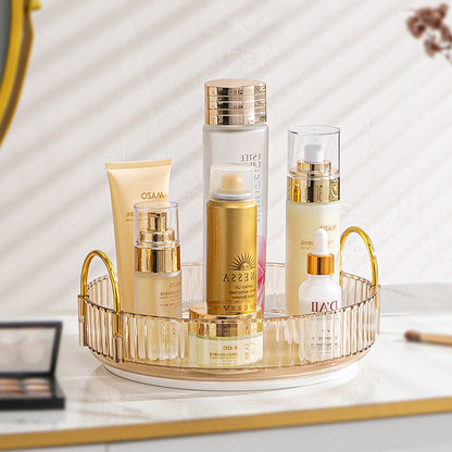Elegant Light Luxury Vanity Organizer Tray – Punch-Free Bathroom Counter Storage Stand