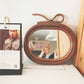 Handmade Rattan Round Mirror – Boho Wall Hanging Makeup & Home Decor Mirror
