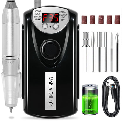 Professional Electric Nail Drill Machine – 35,000 RPM Rechargeable Portable Nail File Kit for Acrylic & Gel Nails (Low Noise)