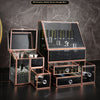 Rotating Glass Cosmetic Storage Box – Luxury Dustproof Vanity Organizer (Hexagon Design)