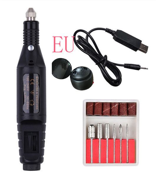 Mini Electric Nail Drill Pen – Portable USB Nail Polisher Kit with 6 Drill Bits for Manicure & Pedicure