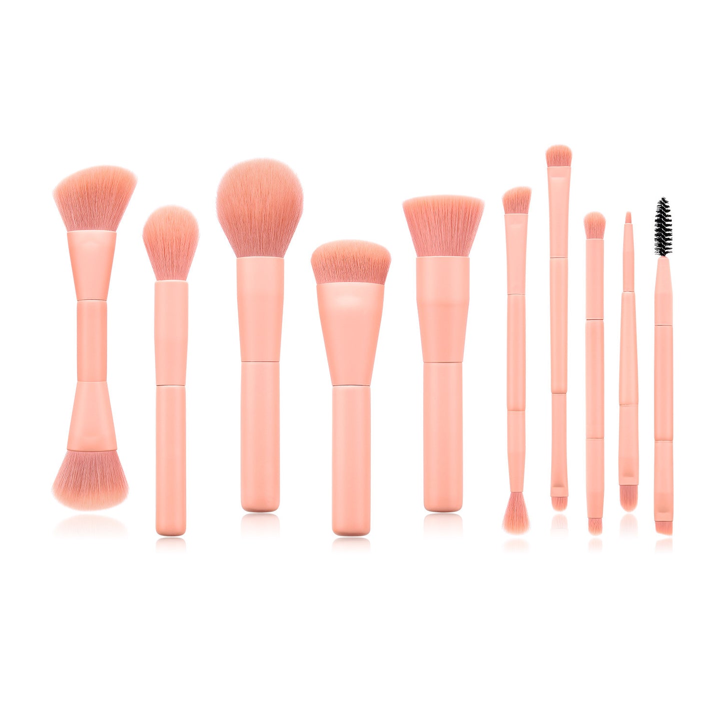 BlushBloom™ 10-Piece Soft Pink Makeup Brush Set – Perfect for Foundation, Contour & Eyeshadow