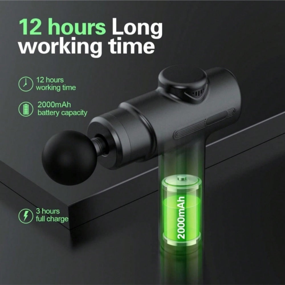 PowerPulse™ Deep Tissue Massage Gun – 12H Long Battery & 8 Pro Massage Heads!