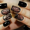 Dark Ins Style Press-On Nails – Black Vine Glossy Nail Set for Edgy Glam Looks