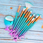 MermaidGlow™ 11-Piece Iridescent Makeup Brush Set – Ocean-Inspired Beauty Kit