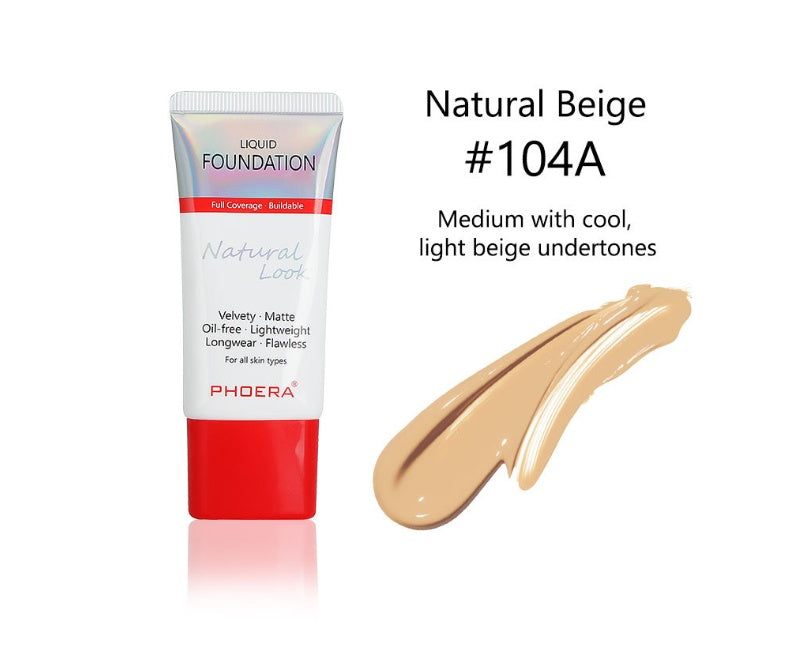 PHOERA™ Matte Silky Long-Wear Liquid Foundation – Full Coverage & Natural Finish