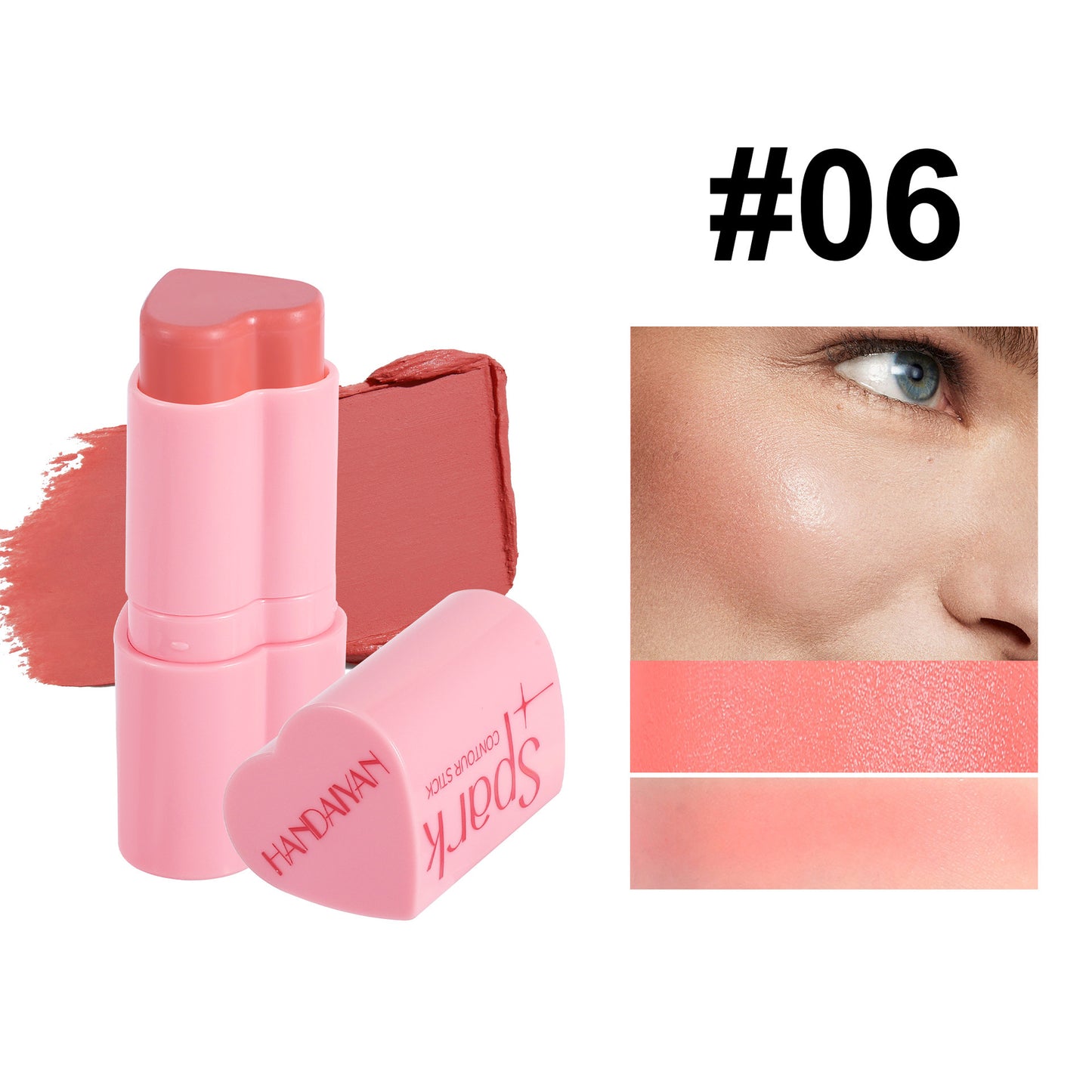 Heart Blush & Highlighter Stick  | 3-in-1 Face Brightening & Contour Makeup Stick