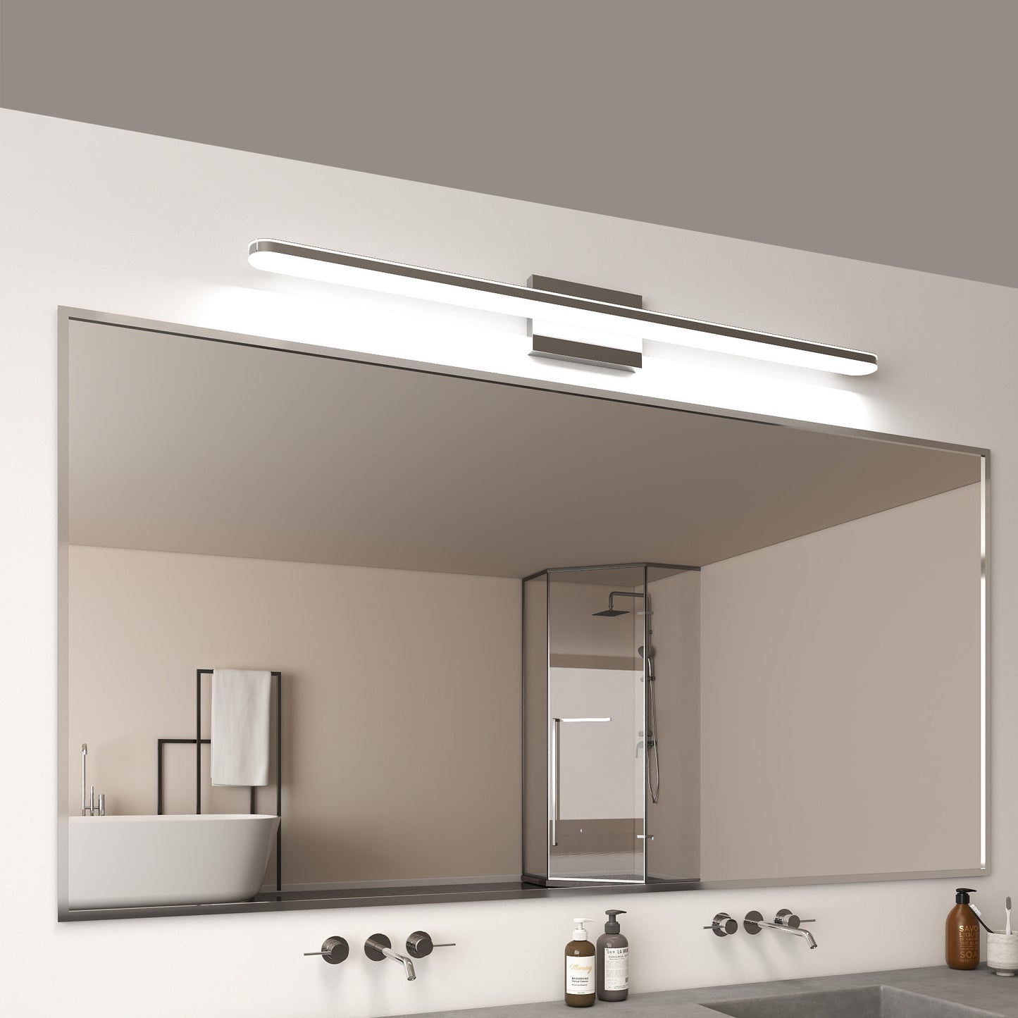 Modern LED Vanity Light – 39 Chrome Finish Bathroom Mirror Lamp | Daylight White Luxury Wall Light Fixture