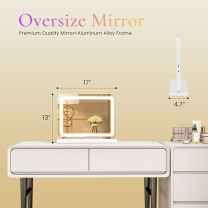 Luxury LED Vanity Mirror – 3 Color Touch Screen Makeup Mirror with Adjustable Brightness (Perfect for Beauty Desk Setup)
