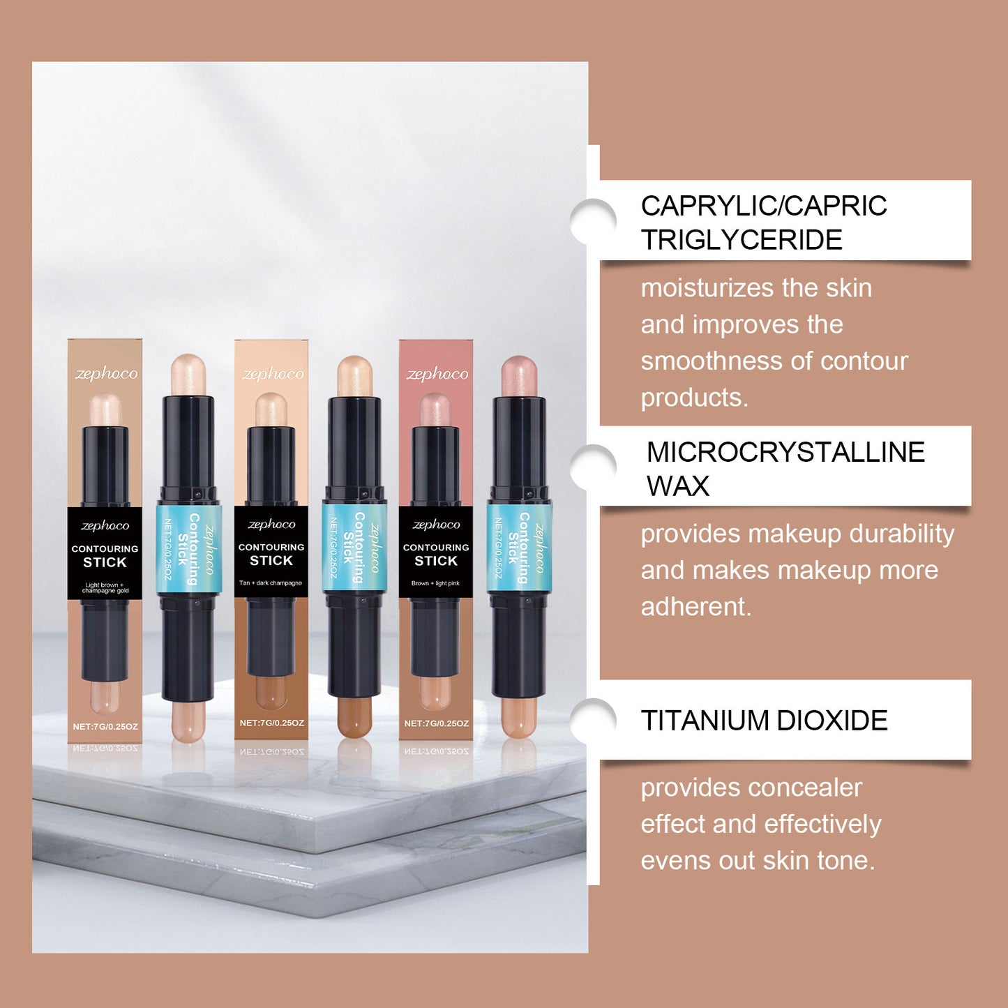 2-in-1 Cream Contour & Highlighter Stick | Dual-Ended Face Sculpting Makeup Tool