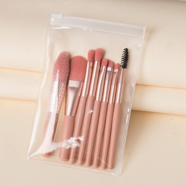 Portable 8-Piece Mini Makeup Brush Set with Travel Case – Compact Beauty Essentials