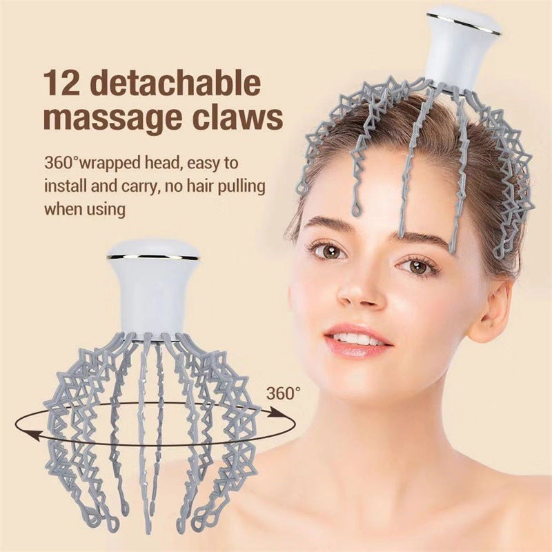 Electric Head Scalp Massager – 360° Relaxation Tingler with 12 Massage Claws | Stress Relief & Hair Growth Tool